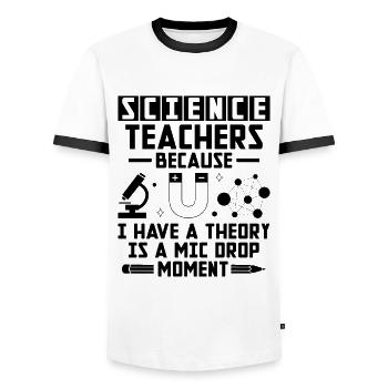 Science Teacher School Teacher Biology Chemistry P - Men's Ringer Shirt - white/black - Front - AI Model Female 172 light (172cm) & AI Model Male 178 dark (178cm)