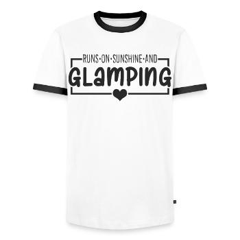 Glamping Camping-car Camping Camping-car - T-shirt contrasté Homme - blanc/noir - Devant - AI Model Female 172 light (172cm) & AI Model Male 178 dark (178cm)