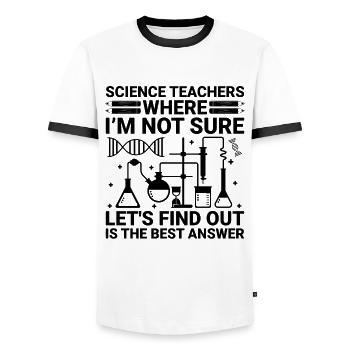 Professeur de sciences Professeur d’école Biologie Chimie P - T-shirt contrasté Homme - blanc/noir - Devant - AI Model Female 172 light (172cm) & AI Model Male 178 dark (178cm)