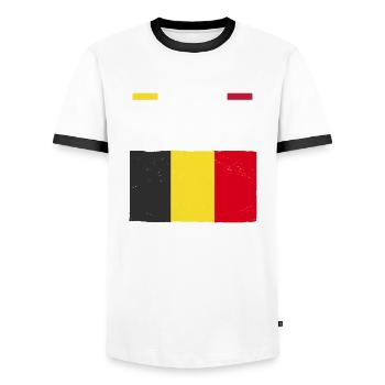 Belgian Belgian Belgium - Men's Ringer Shirt - white/black - Front - AI Model Female 172 light (172cm) & AI Model Male 178 dark (178cm)