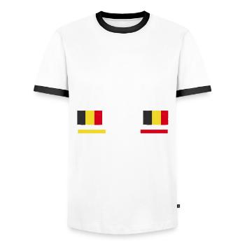 Belgier Belgisch Belgien - Männer Kontrast-T-Shirt - Weiß/Schwarz - Vorne - AI Model Female 172 light (172cm) & AI Model Male 178 dark (178cm)