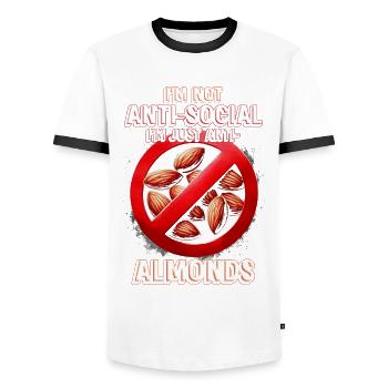 Allergie aux amandes Je suis juste anti-amandes - T-shirt contrasté Homme - blanc/noir - Devant - AI Model Female 172 light (172cm) & AI Model Male 178 dark (178cm)