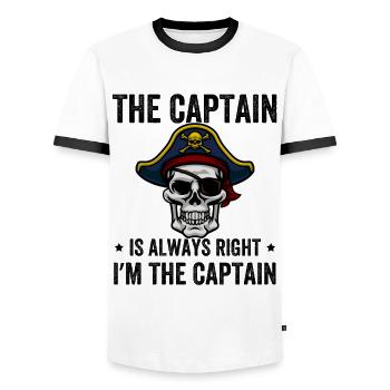 The Captain Is Always Right I'm The Captain - Men's Ringer Shirt - white/black - Front - AI Model Female 172 light (172cm) & AI Model Male 178 dark (178cm)