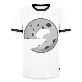 White Shepherd Dogs Shitting Dog Moon - Men's Ringer Shirt - white/black - Front - AI Model Female 172 light (172cm) & AI Model Male 178 dark (178cm)