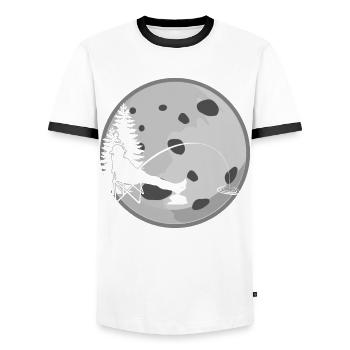 Canne à pêche Pike Fisherman Moorer Fish - T-shirt contrasté Homme - blanc/noir - Devant - AI Model Female 172 light (172cm) & AI Model Male 178 dark (178cm)