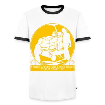Entretien des routes Constructeurs de routes Construction de routes - T-shirt contrasté Homme - blanc/noir - Devant - AI Model Female 172 light (172cm) & AI Model Male 178 dark (178cm)