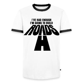Gardien de route Constructeur de routes Travailleur de la voirie - T-shirt contrasté Homme - blanc/noir - Devant - AI Model Female 172 light (172cm) & AI Model Male 178 dark (178cm)