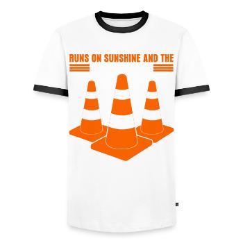 Agent de route Gardien de route Constructeur de routes - T-shirt contrasté Homme - blanc/noir - Devant - AI Model Female 172 light (172cm) & AI Model Male 178 dark (178cm)