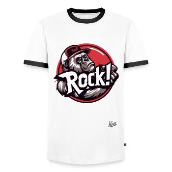 Rock, rocker, gorilla rocks, - T-shirt contrasté Homme - blanc/noir - Devant - AI Model Female 172 light (172cm) & AI Model Male 178 dark (178cm)