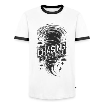 Tornade Twister Chasseur Météorologue - T-shirt contrasté Homme - blanc/noir - Devant - AI Model Female 172 light (172cm) & AI Model Male 178 dark (178cm)