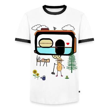 cacahuète camping caravane vacances noix - T-shirt contrasté Homme - blanc/noir - Devant - AI Model Female 172 light (172cm) & AI Model Male 178 dark (178cm)