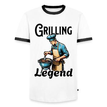 Grilling Legend - Men's Ringer Shirt - white/black - Front - AI Model Female 172 light (172cm) & AI Model Male 178 dark (178cm)