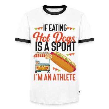Hot-dog adulte si manger des hot-dogs - T-shirt contrasté Homme - blanc/noir - Devant - AI Model Female 172 light (172cm) & AI Model Male 178 dark (178cm)