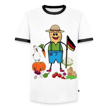 Peanut Farmer Farmers Vegetables Germany Flag - Men's Ringer Shirt - white/black - Front - AI Model Female 172 light (172cm) & AI Model Male 178 dark (178cm)