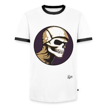 Abstrakte Kunst eines alten Totenkopf Schädel - Männer Kontrast-T-Shirt - Weiß/Schwarz - Vorne - AI Model Female 172 light (172cm) & AI Model Male 178 dark (178cm)