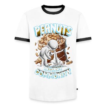 Peanut Allergy Peanuts Allergy Community - Men's Ringer Shirt - white/black - Front - AI Model Female 172 light (172cm) & AI Model Male 178 dark (178cm)