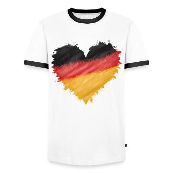 Allemagne Allemagne Allemand GER Almanya Alemania - T-shirt contrasté Homme - blanc/noir - Devant - AI Model Female 172 light (172cm) & AI Model Male 178 dark (178cm)