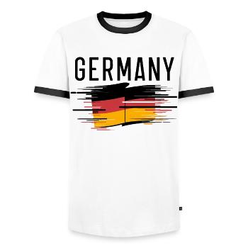 Germany German German GER Almanya Alemania - Men's Ringer Shirt - white/black - Front - AI Model Female 172 light (172cm) & AI Model Male 178 dark (178cm)