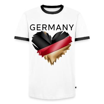 Germany German German GER Almanya Alemania - Men's Ringer Shirt - white/black - Front - AI Model Female 172 light (172cm) & AI Model Male 178 dark (178cm)