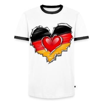 Germany German German GER Almanya Alemania - Men's Ringer Shirt - white/black - Front - AI Model Female 172 light (172cm) & AI Model Male 178 dark (178cm)