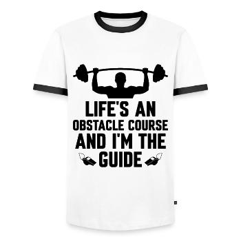 Professeur d’éducation physique Professeurs d’éducation physique École Spor - T-shirt contrasté Homme - blanc/noir - Devant - AI Model Female 172 light (172cm) & AI Model Male 178 dark (178cm)