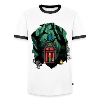 Forest Fairy Tale Fairy Tale Character Child Children Forest Animals - Men's Ringer Shirt - white/black - Front - AI Model Female 172 light (172cm) & AI Model Male 178 dark (178cm)