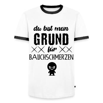 du bist - lustiger Spruch - witziges Shirt - fies - Männer Kontrast-T-Shirt - Weiß/Schwarz - Vorne - AI Model Female 172 light (172cm) & AI Model Male 178 dark (178cm)