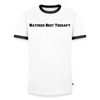 Wandern - Natures Best Therapy - Männer Kontrast-T-Shirt - Weiß/Schwarz - Vorne - AI Model Female 172 light (172cm) & AI Model Male 178 dark (178cm)
