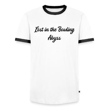 Bowling - Lost in the Bowling Abyss - Men's Ringer Shirt - white/black - Front - AI Model Female 172 light (172cm) & AI Model Male 178 dark (178cm)