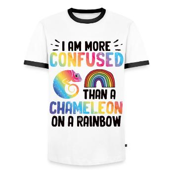 Ich Bin Verwirrter Als Ein Chamäleon - Männer Kontrast-T-Shirt - Weiß/Schwarz - Vorne - AI Model Female 172 light (172cm) & AI Model Male 178 dark (178cm)