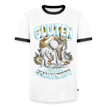 Allergie au gluten Intolérance au gluten - T-shirt contrasté Homme - blanc/noir - Devant - AI Model Female 172 light (172cm) & AI Model Male 178 dark (178cm)