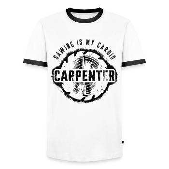 Sawing Is My Cardio Schreiner Tischler Geschenk - Männer Kontrast-T-Shirt - Weiß/Schwarz - Vorne - AI Model Female 172 light (172cm) & AI Model Male 178 dark (178cm)