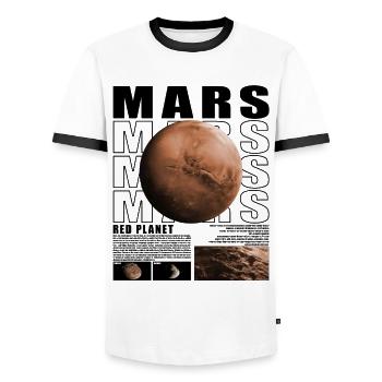 Mars Planet Space Cosmology Astrophysics - Men's Ringer Shirt - white/black - Front - AI Model Female 172 light (172cm) & AI Model Male 178 dark (178cm)