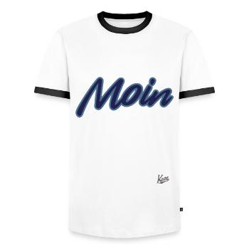 Hello! Fresh designs for cool clothes - Men's Ringer Shirt - white/black - Front - AI Model Female 172 light (172cm) & AI Model Male 178 dark (178cm)