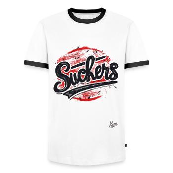 Signe vintage pour les perdants et les ventouses - T-shirt contrasté Homme - blanc/noir - Devant - AI Model Female 172 light (172cm) & AI Model Male 178 dark (178cm)