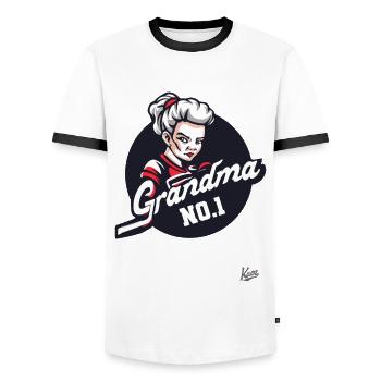 Oma Nummer 1 - Männer Kontrast-T-Shirt - Weiß/Schwarz - Vorne - AI Model Female 172 light (172cm) & AI Model Male 178 dark (178cm)