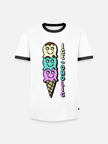 Ice Cream - Männer Kontrast-T-Shirt - Weiß/Schwarz