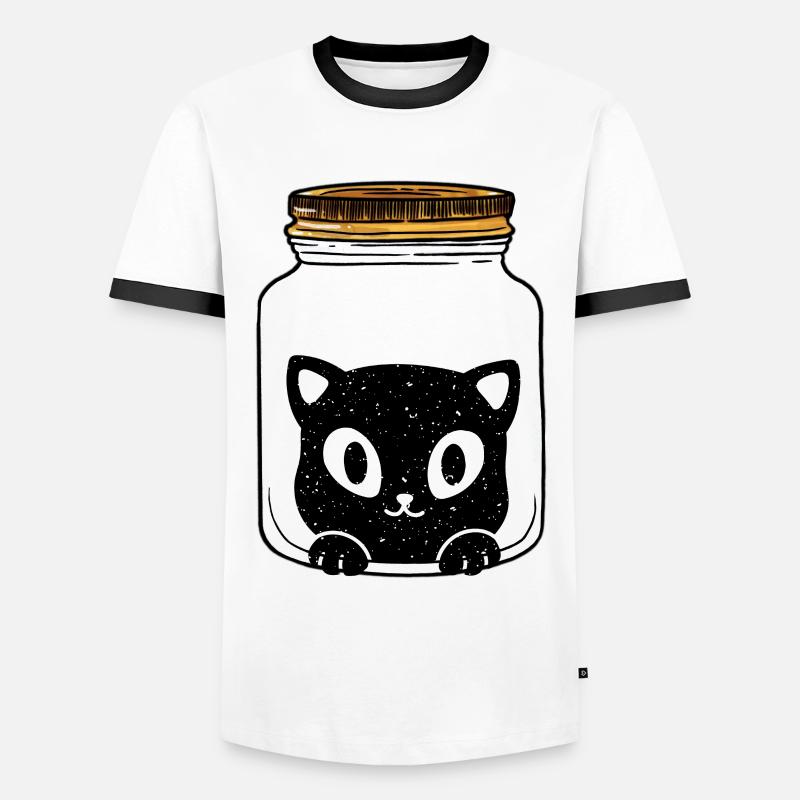 Cat Cat Gift Idea - Men's Ringer Shirt - white/black