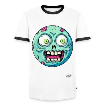 Drôle de visage de monstre fou et grands yeux - T-shirt contrasté Homme - blanc/noir - Devant - AI Model Female 172 light (172cm) & AI Model Male 178 dark (178cm)