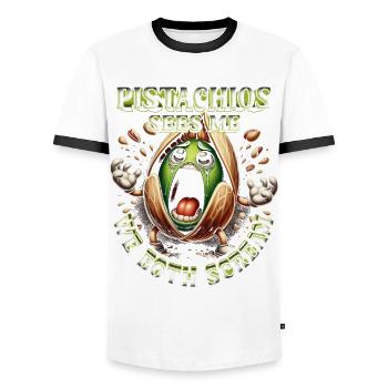 Pistachio allergy - Men's Ringer Shirt - white/black - Front - AI Model Female 172 light (172cm) & AI Model Male 178 dark (178cm)