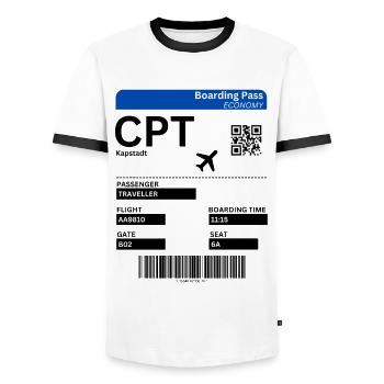 Carte d’embarquement au Cap Afrique du Sud Idée de vacances - T-shirt contrasté Homme - blanc/noir - Devant - AI Model Female 172 light (172cm) & AI Model Male 178 dark (178cm)