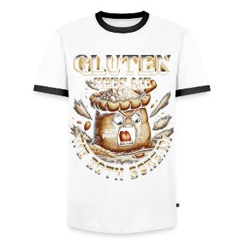 Allergie au gluten Intolérance au gluten - T-shirt contrasté Homme - blanc/noir - Devant - AI Model Female 172 light (172cm) & AI Model Male 178 dark (178cm)