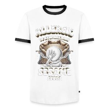 Capsule Fruit Allergy Allergic To Sesame Seeds - Men's Ringer Shirt - white/black - Front - AI Model Female 172 light (172cm) & AI Model Male 178 dark (178cm)