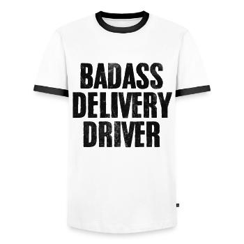Badass Lieferfahrer Lustige Lieferung Dash - Männer Kontrast-T-Shirt - Weiß/Schwarz - Vorne - AI Model Female 172 light (172cm) & AI Model Male 178 dark (178cm)