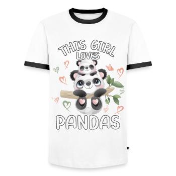 Dieses Maedchen Liebt Pandas - Männer Kontrast-T-Shirt - Weiß/Schwarz - Vorne - AI Model Female 172 light (172cm) & AI Model Male 178 dark (178cm)