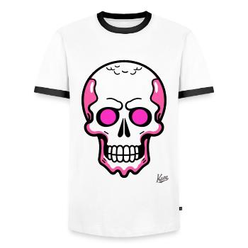 Tout simplement un crâne de crâne de dessin animé cool - T-shirt contrasté Homme - blanc/noir - Devant - AI Model Female 172 light (172cm) & AI Model Male 178 dark (178cm)