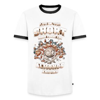 Allergie aux amandes - T-shirt contrasté Homme - blanc/noir - Devant - AI Model Female 172 light (172cm) & AI Model Male 178 dark (178cm)