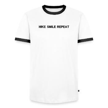 Hiking - Hike Smile Repeat - Men's Ringer Shirt - white/black - Front - AI Model Female 172 light (172cm) & AI Model Male 178 dark (178cm)