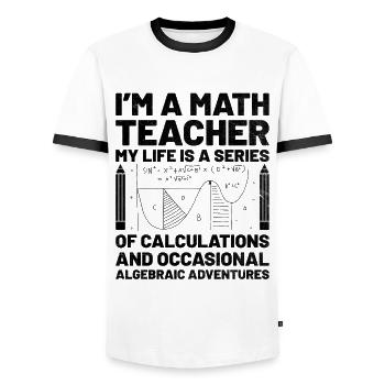 Mathelehrer Schullehrer Lustige Mathelehrer S - Männer Kontrast-T-Shirt - Weiß/Schwarz - Vorne - AI Model Female 172 light (172cm) & AI Model Male 178 dark (178cm)