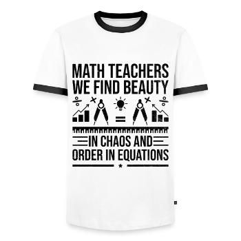 Mathelehrer Schullehrer Lustige Mathelehrer S - Männer Kontrast-T-Shirt - Weiß/Schwarz - Vorne - AI Model Female 172 light (172cm) & AI Model Male 178 dark (178cm)